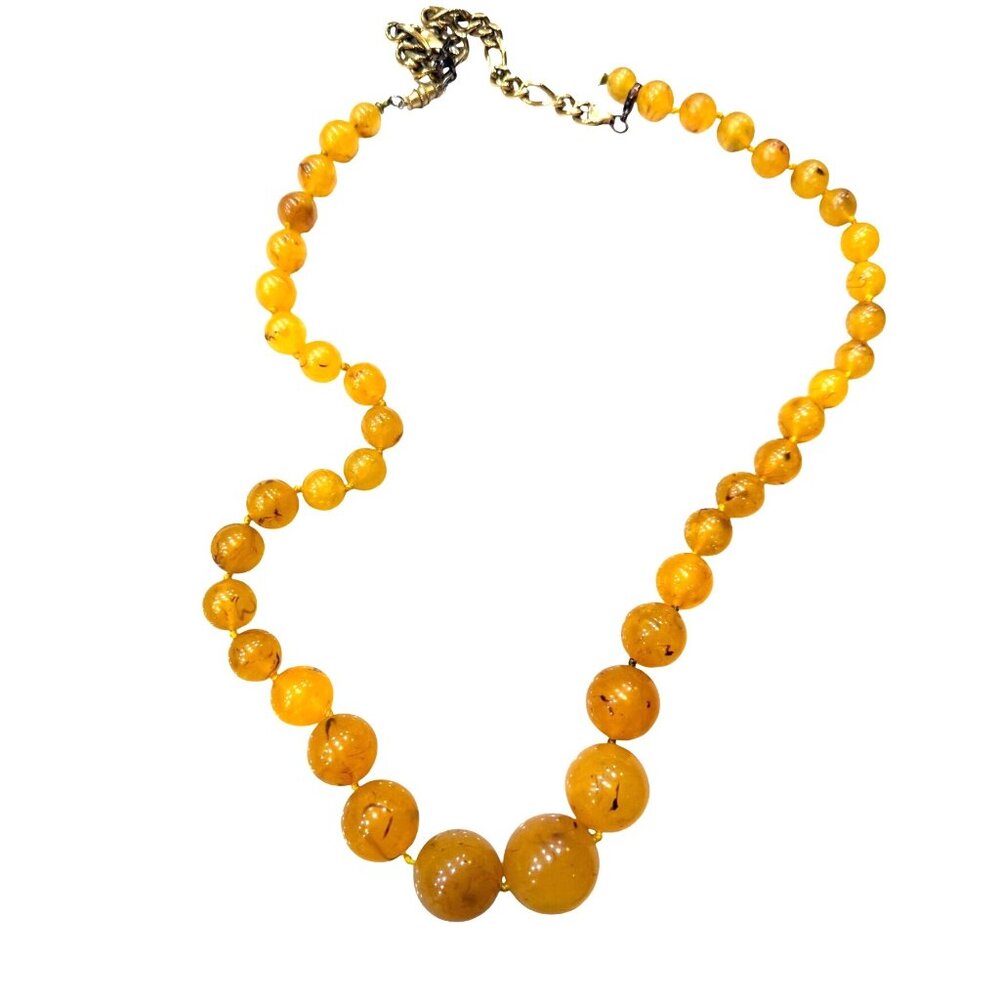Vintage Kenneth Lane Butterscotch Amber Beaded Necklace Adjustable Chunky Bold